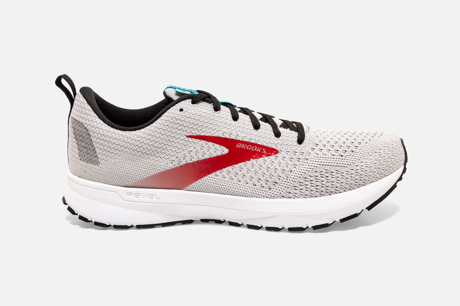 Brooks Revel 4 Road Loopschoenen Heren - Grijs/Rood - 209417YQK